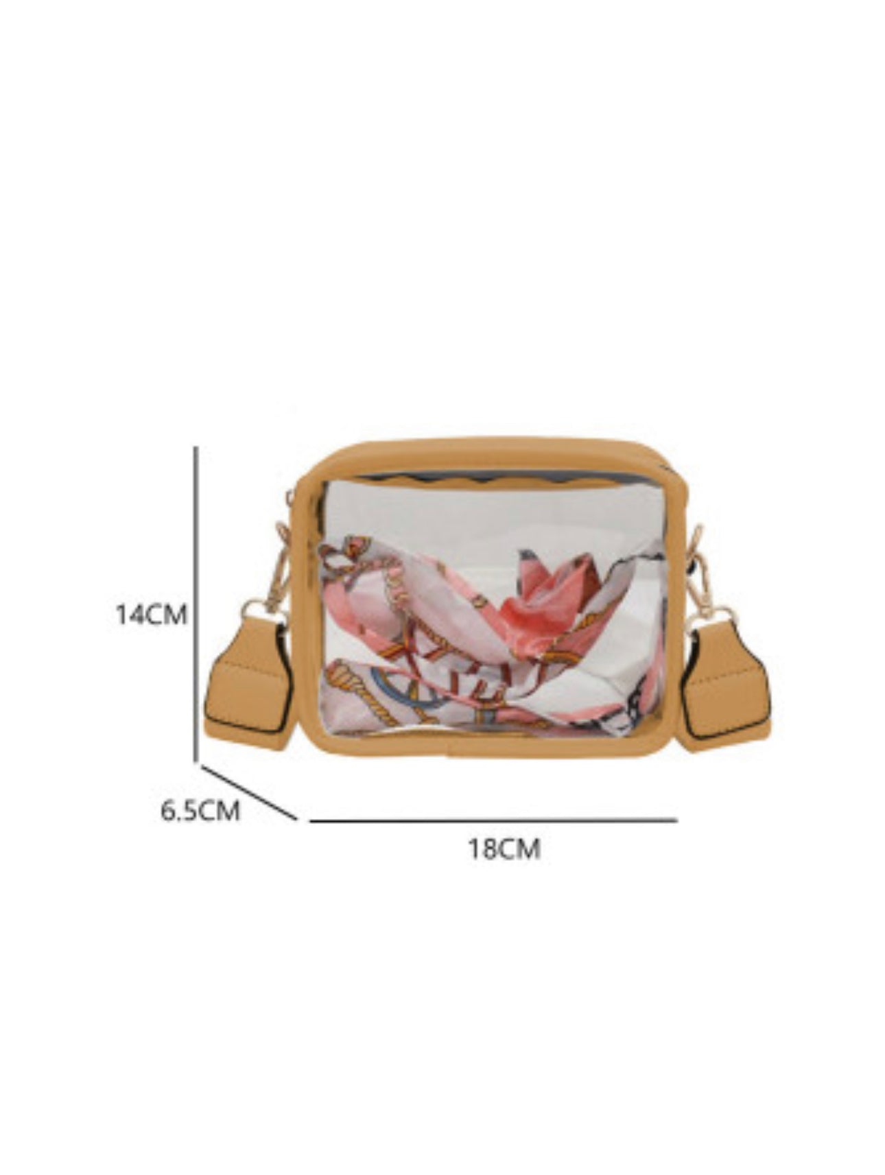 Khaki Yellow Clear PVC Leather Crossbody Bag