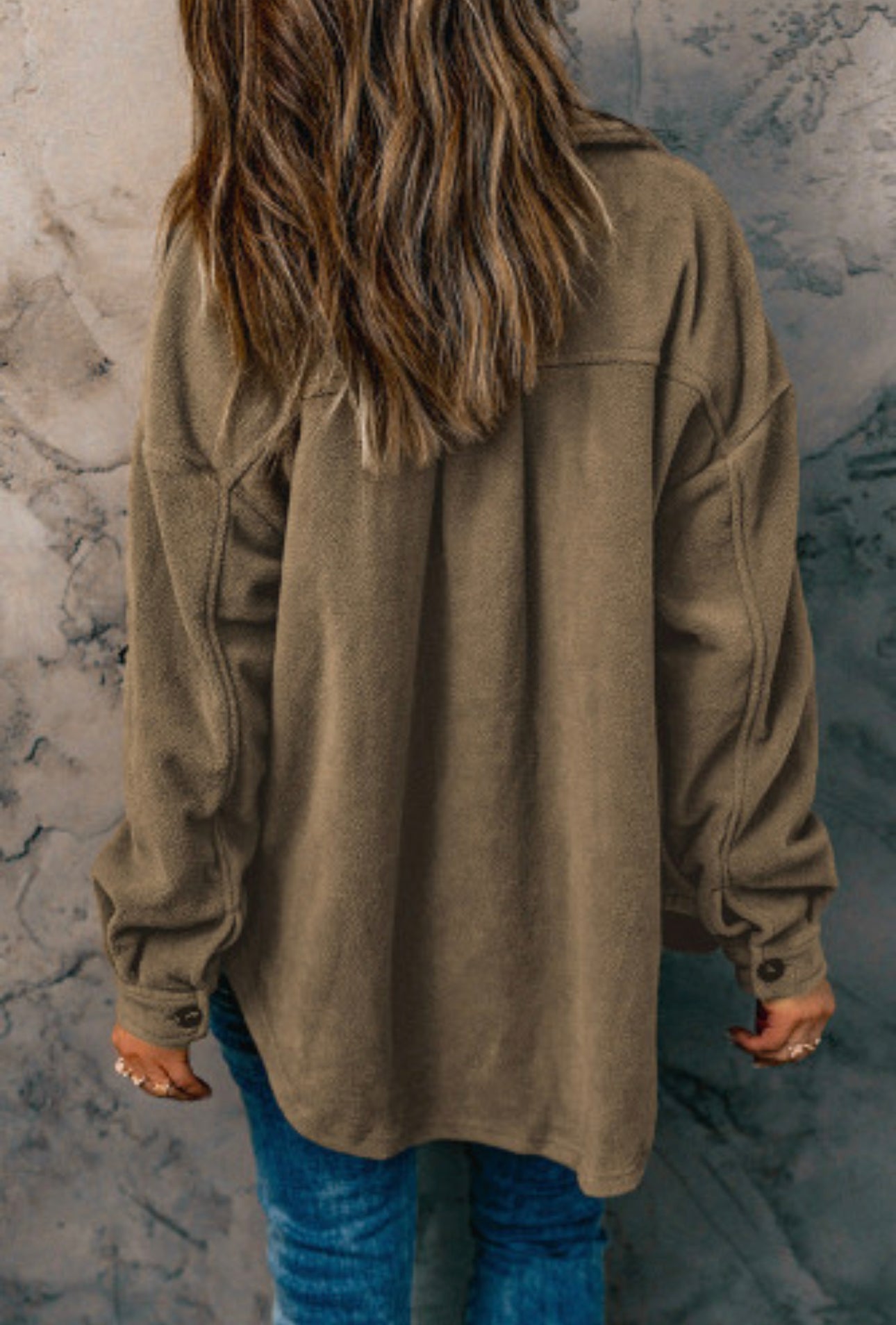 Turned Down Collar Buttoned Shirt Jacket