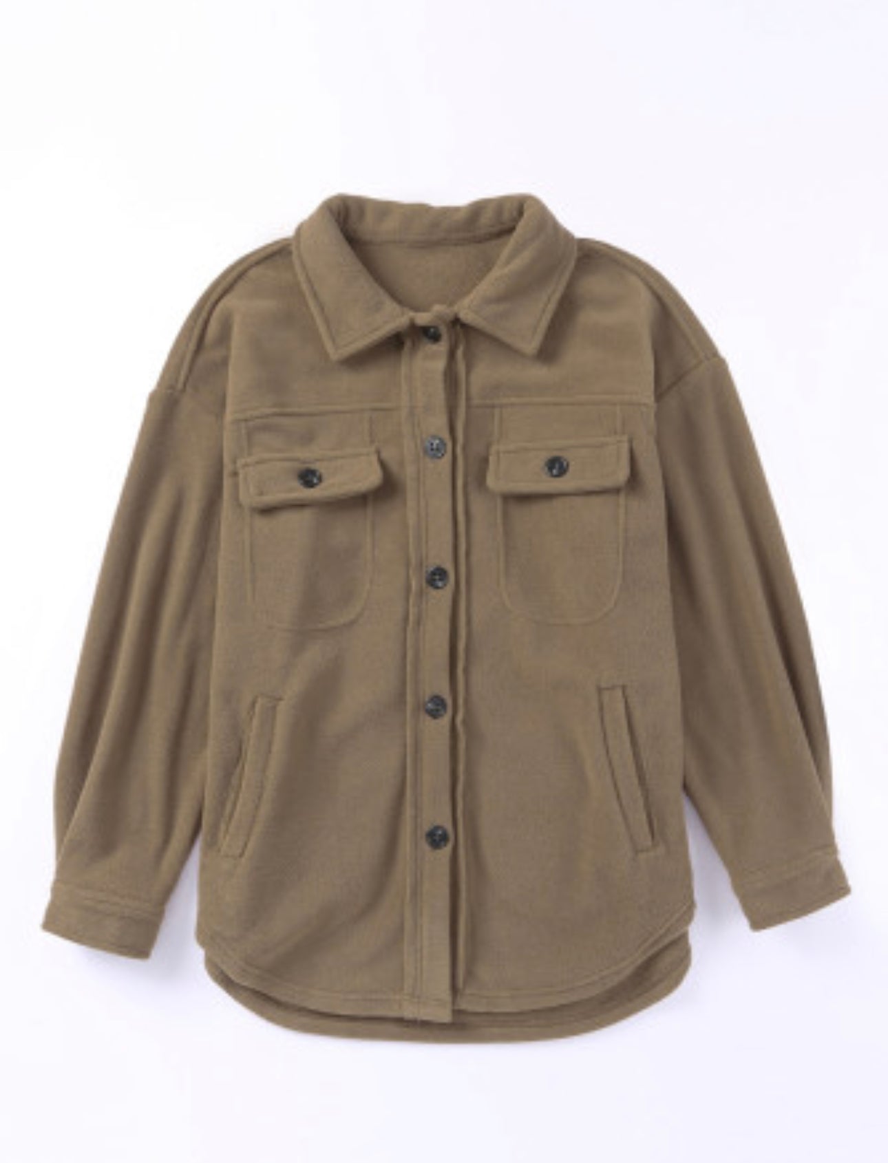 Turned Down Collar Buttoned Shirt Jacket