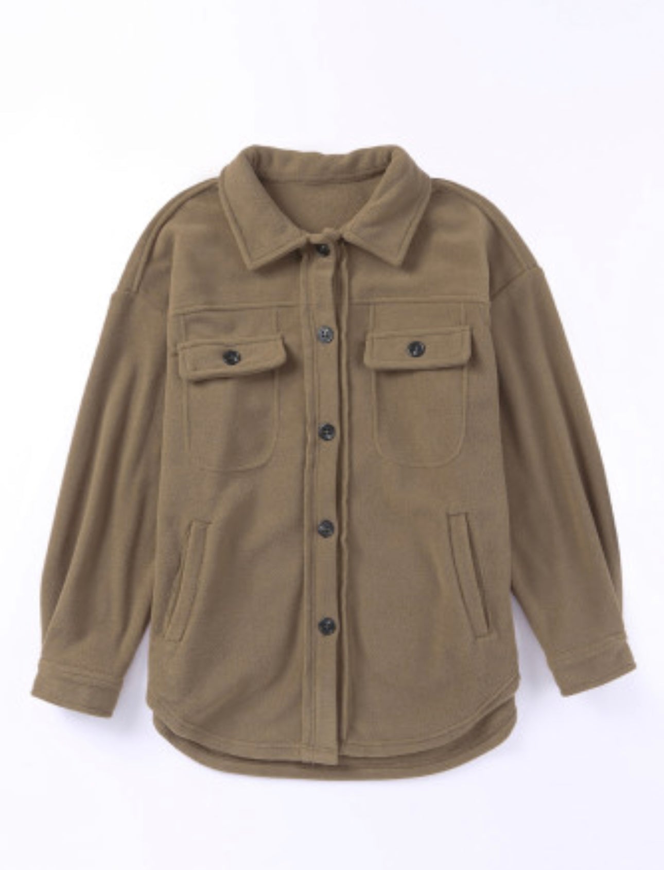Turned Down Collar Buttoned Shirt Jacket